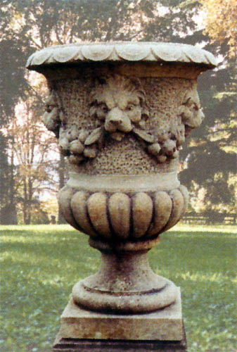 Vase adorned with lions heads